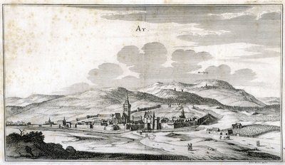 Kilátás Ay városára. Metszet a 18. század végéről. alkotó: Unknown artist