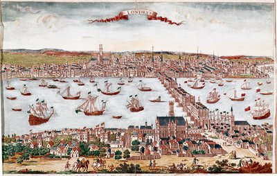 Kilátás London városára és a Temzére (metszet alkotó: Unknown artist