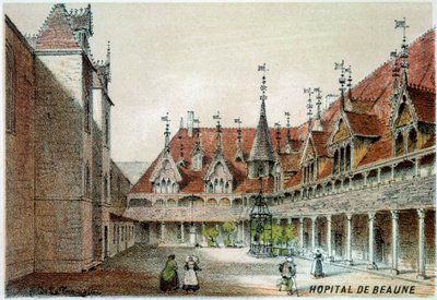 Kilátás a Hospices de Beaune udvarára alkotó: Unknown artist