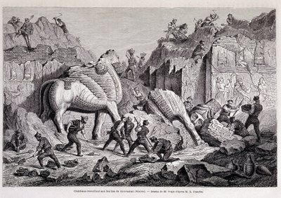 Kilátás a Khorsabad (Khunsabad) (Ninive) ásatásairól – „A világ körül” című filmben, 1861 2. hete. alkotó: Unknown artist