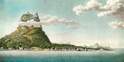 Kilátás a Bora Bora szigetére a jelenlegi Francia Polinéziában. 18. századi metszet. Magángyűjtemény alkotó: Unknown artist