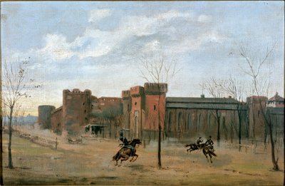 Kilátás a Sforza kastélyra lovassági kiképzéssel (festmény alkotó: Unknown artist