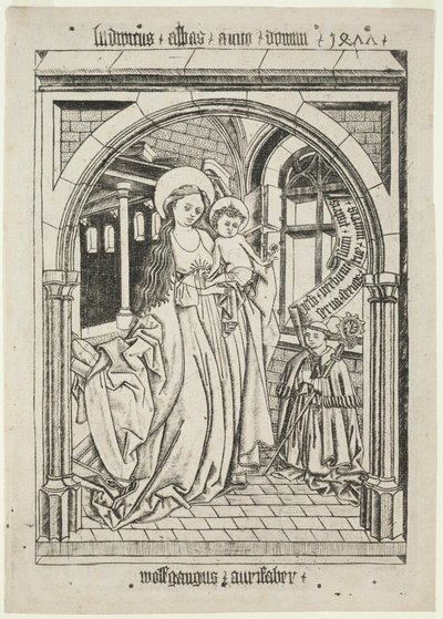 Szűz és gyermeke, Ludwig apát térdel alkotó: Unknown artist