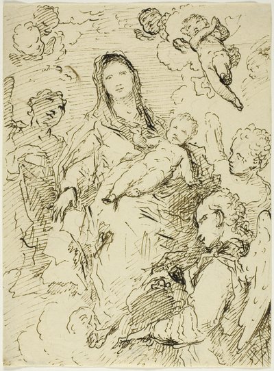 Szűz és gyermeke angyalokkal alkotó: Unknown artist