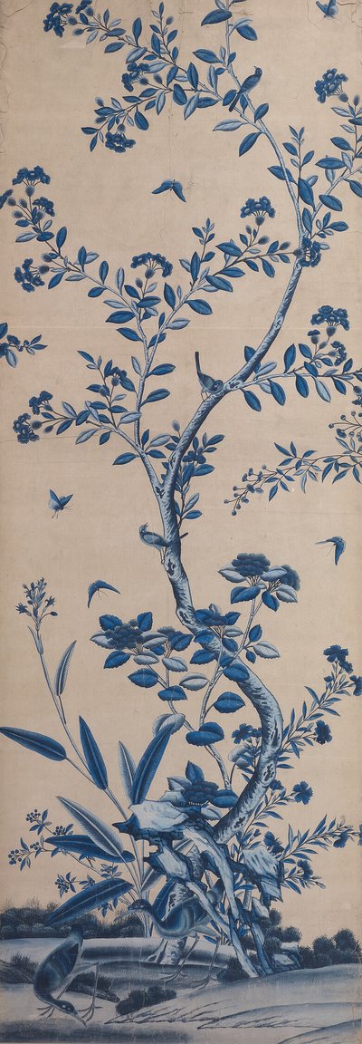Tapéta panel madarakkal és virágzó fákkal alkotó: Unknown artist