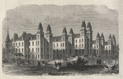 Ward Island Bevándorló Kórház - New York állam - Az Emigration Commission Establishment - Metszet a „The Illustrious Universe” 1869-ben alkotó: Unknown artist