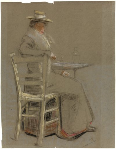 Nő ül egy asztalnál alkotó: Unknown artist