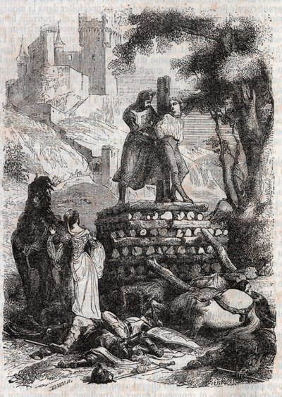 Zerbin a Bucheren, Roland Delivre - 1851-es metszet a „Dühös Roland”-tól” alkotó: Unknown artist