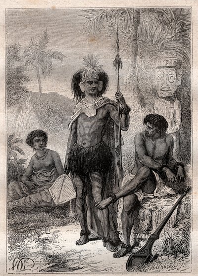 a Marquesas-szigetek őslakosai – James Cook kapitány utazása alkotó: Unknown artist
