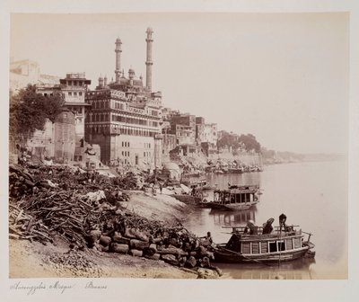 Aurangzeb mecsetje, Benares, 1885 körül (szépia fotó) alkotó: Unknown photographer
