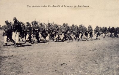 Bir Rashid Barh el Gazelben, Csád, francia légiós gyarmati katonák járőröznek. képeslap 1910 alkotó: Unknown photographer