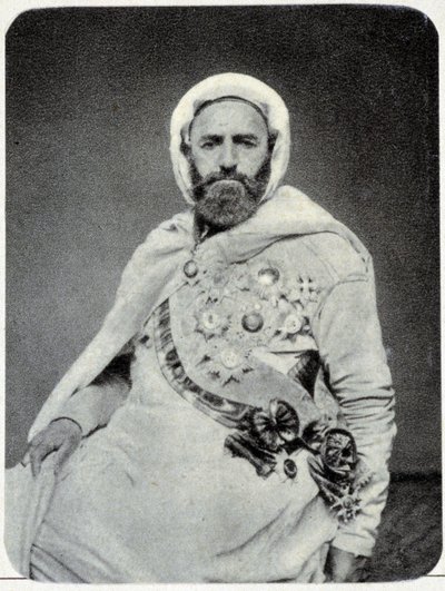 Abd-el-Kader (Abd El-Kader) portréja 1875-ben - fénykép. alkotó: Unknown photographer