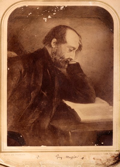 Giuseppe Mazzini portréja, autogrammal (f/w fotó) alkotó: Unknown photographer
