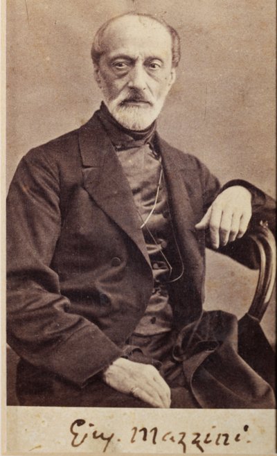 Giuseppe Mazzini portréja, autogrammal (f/w fotó) alkotó: Unknown photographer