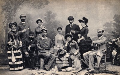 Családi portré fotóssal, vidéki környezetben. Fényképészet, 19. század vége, Párizs. Coll. Selva. alkotó: Unknown photographer