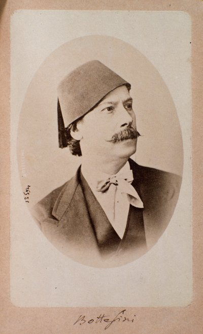 Giovanni Bottesini (1821-1889) olasz karmester, nagybőgő zenész és zeneszerző portréja. Fénykép. 19. századi Bologna, polgári zenei bibliográfiai múzeum alkotó: Unknown photographer