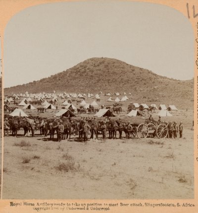 Royal Horse Artillery, Slingersfontein, Boer War, 1899 körül (fénykép, sztereoszkópikus) alkotó: Unknown photographer