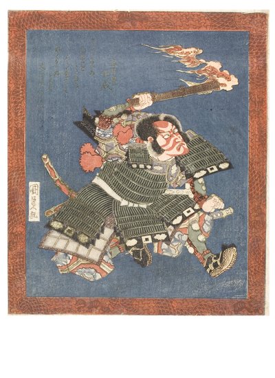 Kabuki színész, Ichikawa Danjuro VII. harcos teljes színpadi sminkben, 1815-1820 körül (fametszet, papír) alkotó: Utagawa (1786-1865) Kunisada