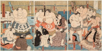 Kombat Days Luttkrs Sumo Shitaky Baye és Hidenoyama. Estamp Day Uttagawa nem ivás (1-5) alkotó: Utagawa Kunisada