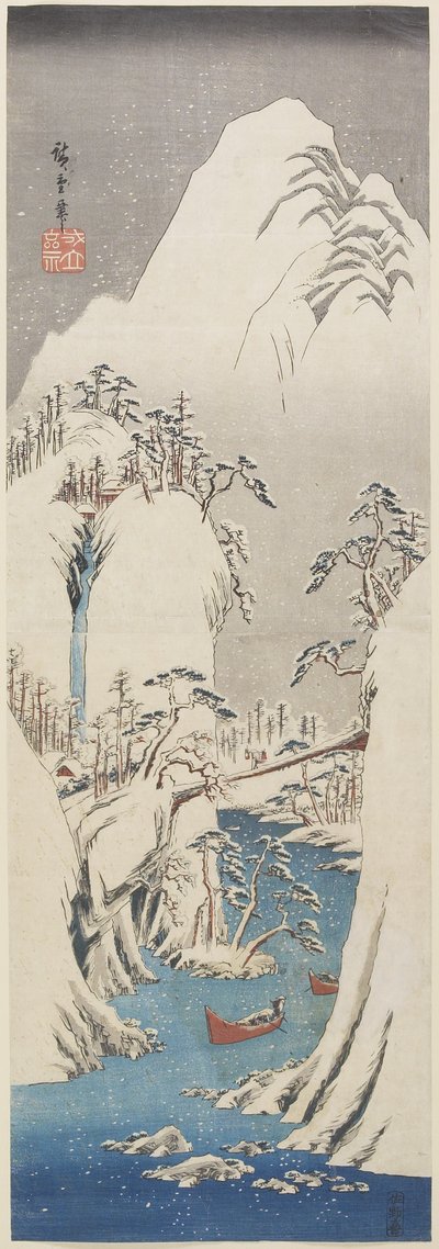 (Kiso szurdok hóban), 1840-1842 körüli évek alkotó: Utagawa Hiroshige