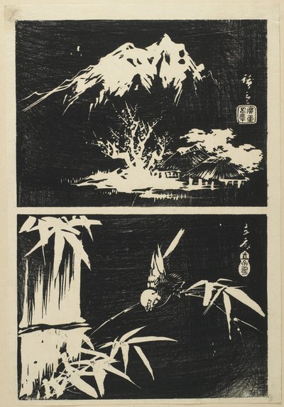 (Két kép a litográfiáról), 19. század közepe alkotó: Utagawa Hiroshige