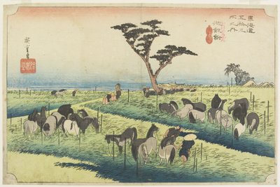 áprilisi lóvásár, Chiryu_, c. 1833 alkotó: Utagawa Hiroshige