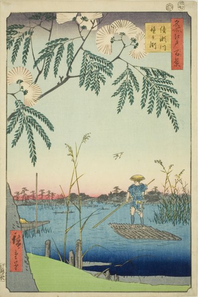Tiszteletes Ayase Plan d Kanegafuchi (Ayase River Kanegafuchi), a te sorozatból: "Ridge for gerincek d fa net s Views of Edo (One Hundred Famous Views of Edo)" alkotó: Utagawa Hiroshige