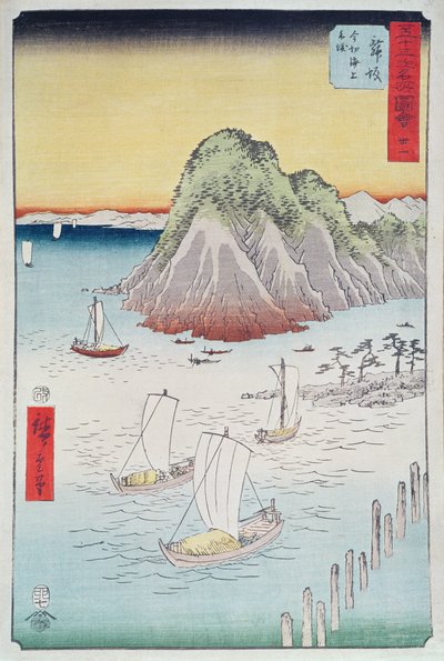 Csónakok a parton (fatömb nyomat) alkotó: Utagawa Hiroshige