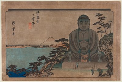 Buddhista szobor a szabadban a Jōsen templomnál: A kamakurai Nagy Buddha alkotó: Utagawa Hiroshige