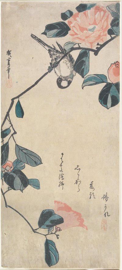 Kamélia és süvöltő alkotó: Utagawa Hiroshige