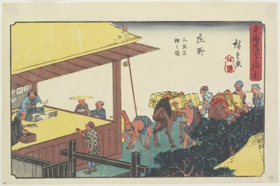 Hordárok és lovak cseréje Sho_no-ban, 1841-1842 alkotó: Utagawa Hiroshige