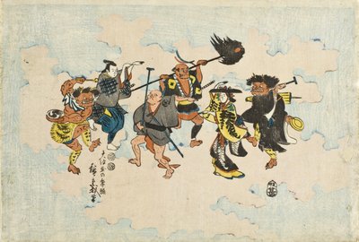 Ōtsu-e népi festmények alakjai Bon-odorit táncolnak alkotó: Utagawa Hiroshige