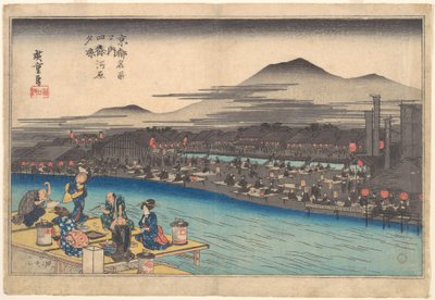 Esti hűsölés Shijogawaránál alkotó: Utagawa Hiroshige