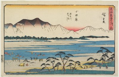 A Sakawa folyó átkelése Odawarában alkotó: Utagawa Hiroshige