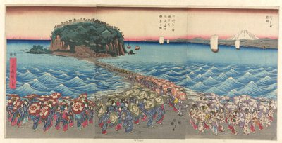 Crowd Viz Ching Benzaiten Shline, Enoshima Kazusa Sagami P Lovinse alkotó: Utagawa Hiroshige