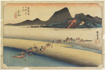Az O_i folyó távoli partja, Kanaya, c. 1833 alkotó: Utagawa Hiroshige