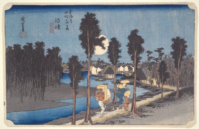 Alkonyat Numazuban, a „A Tōkaidō ötvenhárom állomása” című sorozatból alkotó: Utagawa Hiroshige