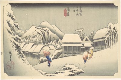Esti hó Kanbaránál, a „Tōkaidō ötvenhárom állomása” című sorozatból alkotó: Utagawa Hiroshige