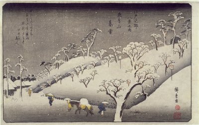 Esti hó az Asuka-hegyen, Edo környékének nyolc nézetéből, 1838 körül (fatömb színes nyomat) alkotó: Utagawa Hiroshige