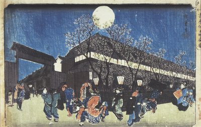 A keleti főváros híres helyei: Cseresznyevirágok holdfényben Yoshiwarában alkotó: Utagawa Hiroshige