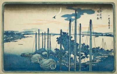 Az év első kakukkja a Tsukuda-szigeten (Tsukudajima, hatsu hototogisu), a "Keleti főváros híres kilátásai (Toto Meisho)" sorozatból alkotó: Utagawa Hiroshige