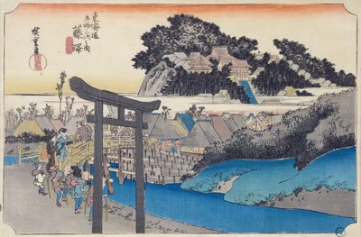 Fujisawa: a Yugyo-ji vagy Shojoko-ji, a Ji szekta buddhista temploma, az „Ötvenhárom állomás a Tokaidón” sorozatból, 1834-35 körül (színes fatömbnyomat) alkotó: Utagawa Hiroshige