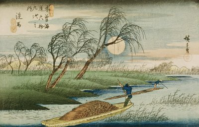 Telihold Sebánál, a „Kisokaido 69 állomása” sorozatból, 1837-42 körül (fatömbnyomat) (lásd még: 3941) alkotó: Utagawa Hiroshige