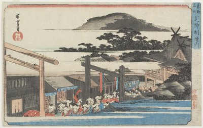 Shinmei Shiba szentély földje, 1832-1834 alkotó: Utagawa Hiroshige