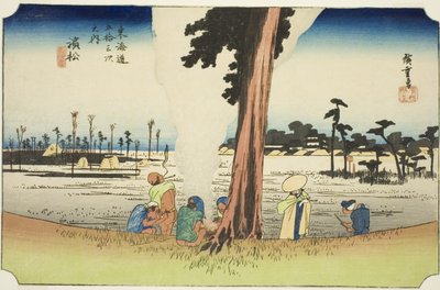 Hamamatsu: Téli jelenet (Hamamatsu, fuyugare no zu), a "Tokaido ötvenhárom állomása (Tokaido gojusan tsugi no uchi)" sorozatból, más néven Hoeido Tokaido alkotó: Utagawa Hiroshige