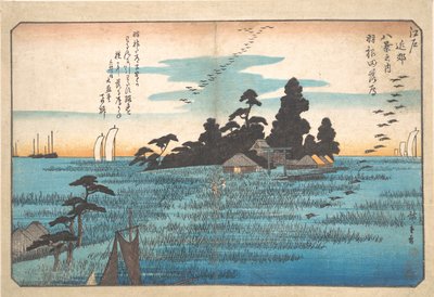 Visszatérő vadludak Hanedánál alkotó: Utagawa Hiroshige