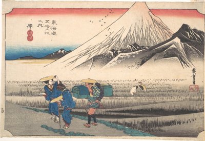 Hara: Fuji-hegy reggel (Hara, Asa no Fuji), a Tōkaidō út ötvenhárom állomása (Tōkaidō gojūsan tsugi) című sorozatból, más néven az első Tōkaidō vagy a Nagy Tōkaidō alkotó: Utagawa Hiroshige