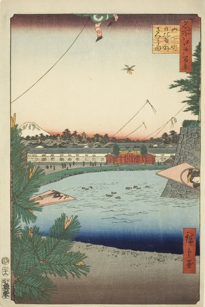 Hibiya terv d kívül - Sakurada Yamashitából - munka (Yamashita - Hibiya munka kívül - Sakurada), a te sorozatból: "Ridge d re d fa net kilátás az Edo-ra (Edo száz híres képe)" alkotó: Utagawa Hiroshige