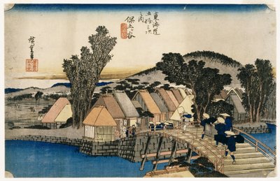 Hodogaya, Shinkame Bashi, Station 5 (fablokk színes nyomtatáson) alkotó: Utagawa Hiroshige