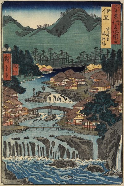 Hot Springs at Shuzenji, Izu tartomány, 1853. augusztus alkotó: Utagawa Hiroshige